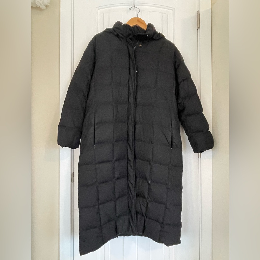 Lands End Long Goose Down Puffer Jacket Parka with Hood